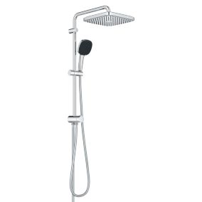 Colonne de douche sans robinetterie avec douchette + pommeau + flexible + barre, chrome carré, Grohe Vitalio Start 250