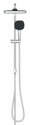 Colonne de douche sans robinetterie avec douchette + pommeau + flexible + barre, chrome carré, Grohe Vitalio Start 250