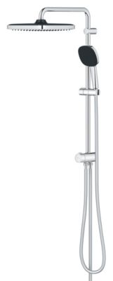 Colonne de douche sans robinetterie avec douchette + pommeau + flexible + barre, chrome carré, Grohe Vitalio Start 250