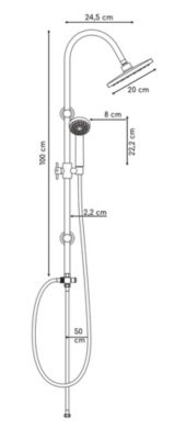 Colonne de douche sans robinetterie avec pommeau + douchette 1 jet + flexible + barre réglable, chrome, Edouard Rousseau Manolia