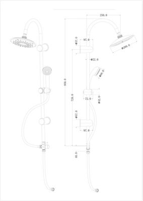 Colonne de douche sans robinetterie avec pommeau + douchette 1 jet + support + flexible 150 cm en inox chromé Nakri