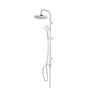 Colonne de douche sans robinetterie avec pommeau + douchette 3 jets + flexible + barre réglable chrome GoodHome Cavally