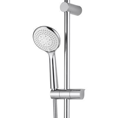 Colonne de douche sans robinetterie avec pommeau + douchette 3 jets + flexible + barre réglable chrome GoodHome Cavally