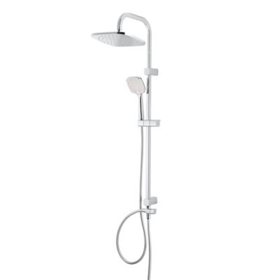 Colonne de douche sans robinetterie avec pommeau + douchette 3 jets + flexible + barre réglable chrome GoodHome Teesta