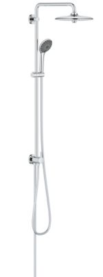 Colonne de douche sans robinetterie avec pommeau + douchette 3 jets + flexible + barre réglable, chrome, Grohe Vitalio Joy System 260