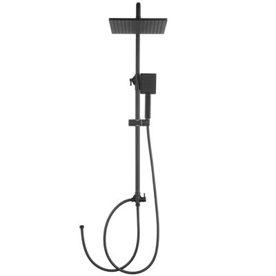 Colonne de douche sans robinetterie avec pommeau + douchette+ flexible + barre réglable, Noir