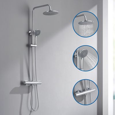 Colonne De Douche Thermostatique Auralum – Chromé, Pommeau 25x25cm, Réglable