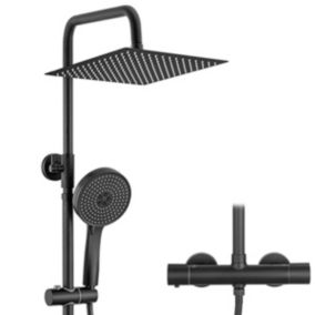 Colonne de Douche Thermostatique 5 Fonctions, SOFETIY MAX Ensemble de Douche Noir, Douche avec Tête de Douche de 12 pouces