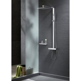 Colonne de douche thermostatique acier inox + pommeau 20x20cm, 112,5x50cm, NT6705C 20x20cm