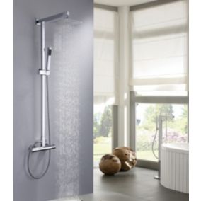 Colonne de douche thermostatique acier inox + pommeau 20x20cm, 118x41cm, 8821C Basic 20x20cm