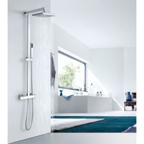 Colonne de douche thermostatique acier inox, tête de douche 25x25cm, 110x15cm, SEDAL 8815 25x25cm