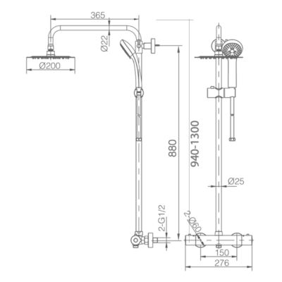 Colonne de Douche Thermostatique Anti-Calcaire Chrome IMEX KENT BTK017