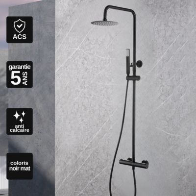 Colonne de Douche Thermostatique anti-calcaire Noir Mat IMEX GENOVA BTG053/NG