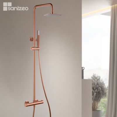 Colonne de Douche Thermostatique Anti-Calcaire Or Rose Cuivré IMEX GENOVA BTG053/ORC