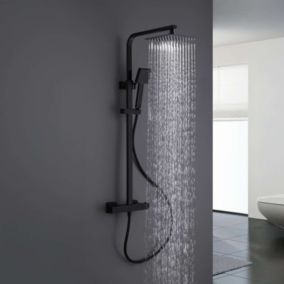 Colonne de douche thermostatique avec barre extensible SKY BATH noir mat Inox S304 série PARADISE