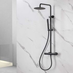 Colonne de douche thermostatique avec barre extensible SKY BATH noir mat Inox S304 série SUPREME