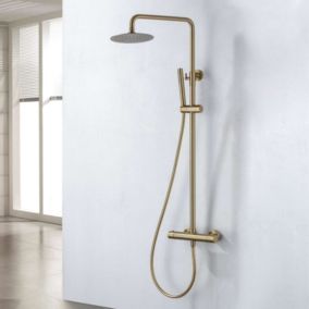 Colonne de douche thermostatique avec barre extensible SKY BATH or brossé Inox S304 série SUPREME