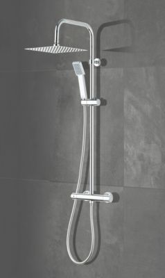 Colonne de douche thermostatique avec douchette + flexible + pommeau, chrome, Dint