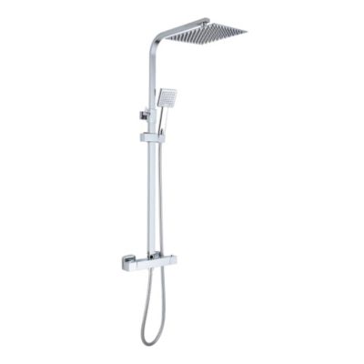 Colonne de Douche Thermostatique, avec Mitigeur Réglable Hauteur, Argentée
