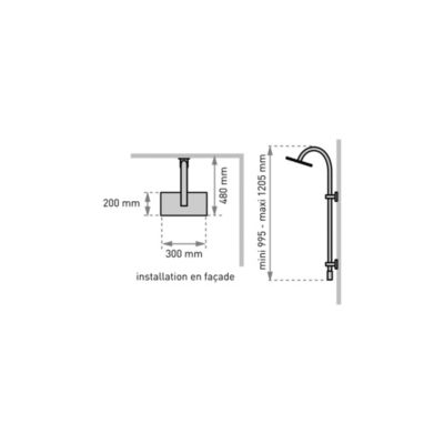 Colonne de douche thermostatique avec pomme de tête, douchette et flexible, chrome, Valentin Inouie