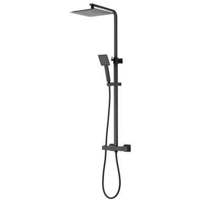 Colonne de douche thermostatique avec pomme de tête, douchette et flexible, noir mat, GoodHome Kozo