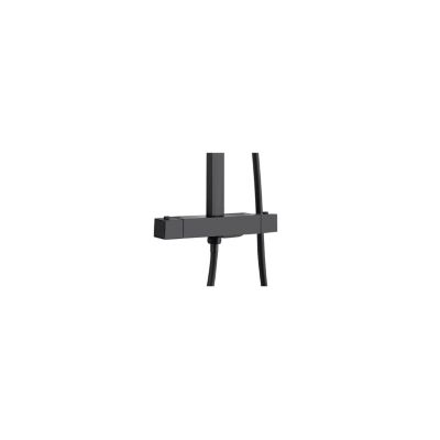Colonne de douche thermostatique avec pomme de tête, douchette et flexible, noir mat, GoodHome Kozo