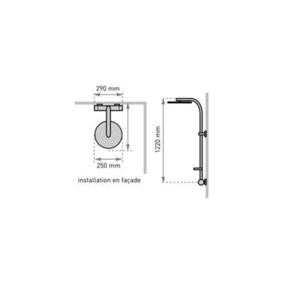 Colonne de douche thermostatique avec pomme de tête ronde, douchette et flexible, chrome, Valentin Inouie