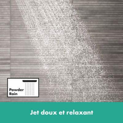Colonne de douche thermostatique avec pommeau + douchette 1 jet + flexible + barre réglable, doré, Hansgrohe Raindance Select S 240 PowderRain