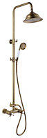 Colonne de douche thermostatique avec pommeau + douchette 1 jet + flexible + barre réglable, vieux bronze, Edouard Rousseau Retro