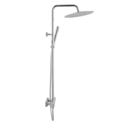 Colonne de douche thermostatique avec pommeau + douchette 1 jet + flexible, chrome, Essebagno Lollipop