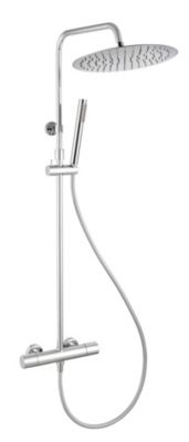 Colonne de douche thermostatique avec pommeau + douchette 1 jet + flexible, chrome, Essebagno Lollipop