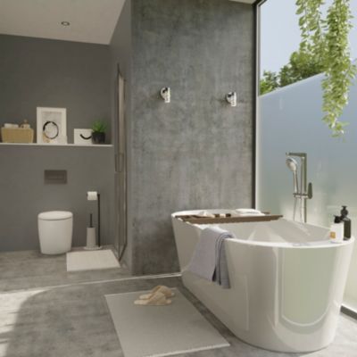 Colonne de douche thermostatique avec pommeau, douchette 2 jets, flexible, barre réglable, chrome, GoodHome Levanna