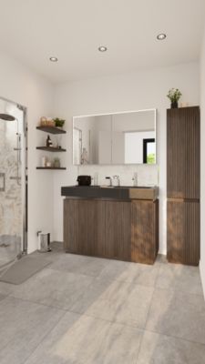 Colonne de douche thermostatique avec pommeau, douchette 2 jets, flexible, barre réglable, chrome, GoodHome Levanna