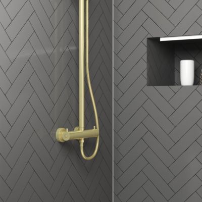 Marwell Essenza Robinet De Douche, 125 X 20 Cm, à Effet Pluie Douchette Main Dor