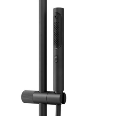 Colonne de douche thermostatique avec pommeau, douchette 2 jets, flexible, barre réglable, noir, GoodHome Levanna