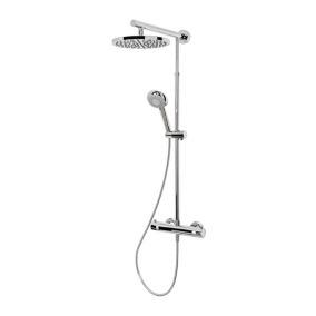 Colonne de douche thermostatique avec pommeau + douchette + flexible + barre réglable, coloris chrome, Schulte Rain