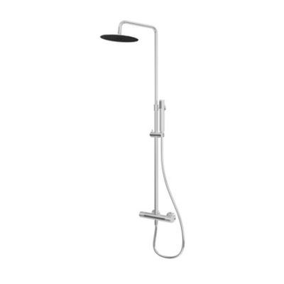 Colonne de douche thermostatique + barre réglable + douchette + flexible, chrome, GoodHome Owens