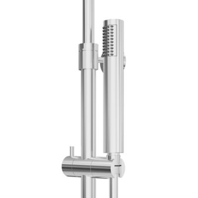 Colonne de douche thermostatique + barre réglable + douchette + flexible, chrome, GoodHome Owens