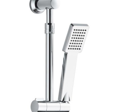 Colonne de douche thermostatique carrée avec douchette, pomme de douche, barre réglable et mitigeur, chrome, Edouard Rousseau Vorak