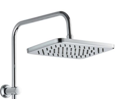 Colonne de douche thermostatique carrée avec douchette, pomme de douche, barre réglable et mitigeur, chrome, Edouard Rousseau Vorak