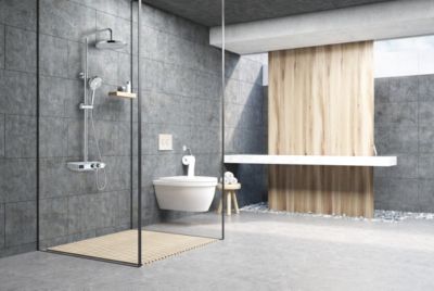 Colonne de douche thermostatique chrome, Edouard Rousseau Ekogest