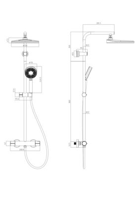 Colonne de douche thermostatique chrome, Edouard Rousseau Hoop