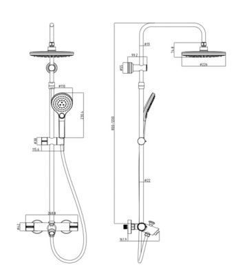 Colonne de douche thermostatique chrome, Edouard Rousseau Mila