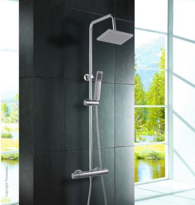 Colonne de douche thermostatique chrome, Edouard Rousseau Nessy