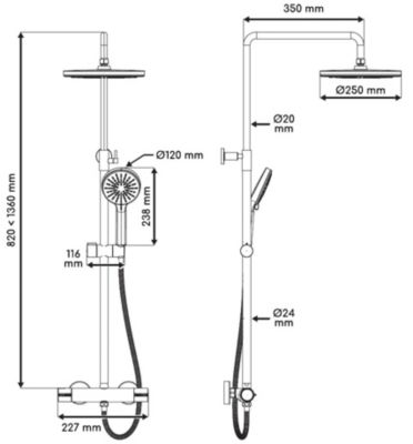 Colonne de douche thermostatique chrome, Edouard Rousseau Stats