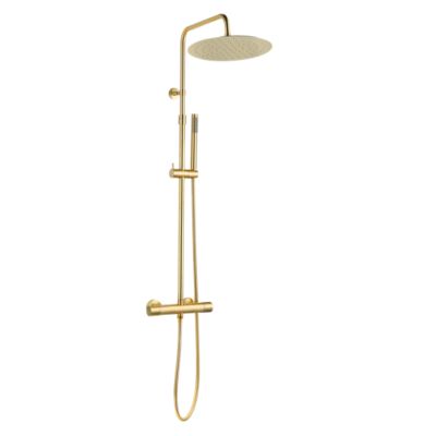 Colonne de douche thermostatique corps froid or brossé Essebagno Delice II