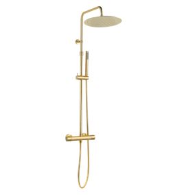 Colonne de douche thermostatique corps froid or brossé Essebagno Delice II