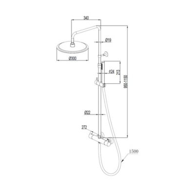 Colonne de douche thermostatique corps froid or brossé Essebagno Delice II