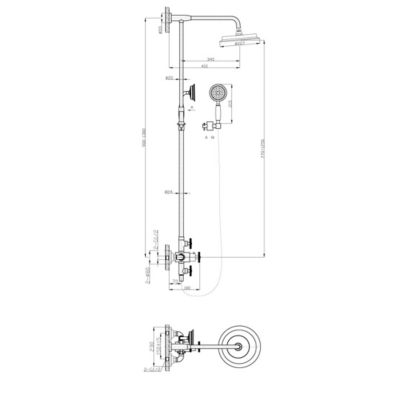 Colonne de douche thermostatique cuivre brossé Essebagno Indus