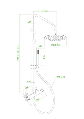 Colonne de douche thermostatique, doré, Essebagno Luisa 250